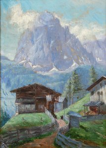 Farmstead Insom with Langkofel in the Gröden Valley by Jules Desgoffe